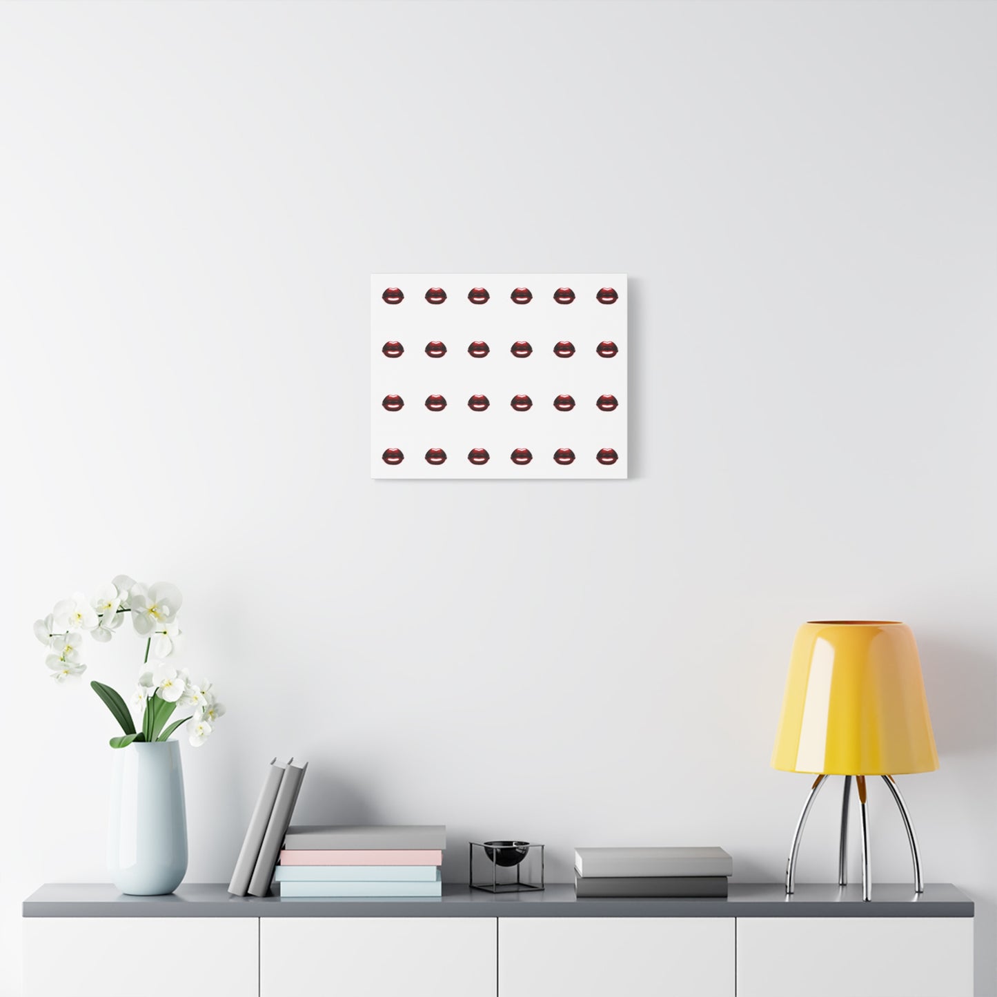 Red Lip Print Canvas Art by Alexander Peuchot - Trendy Wall Decor for Chic Spaces