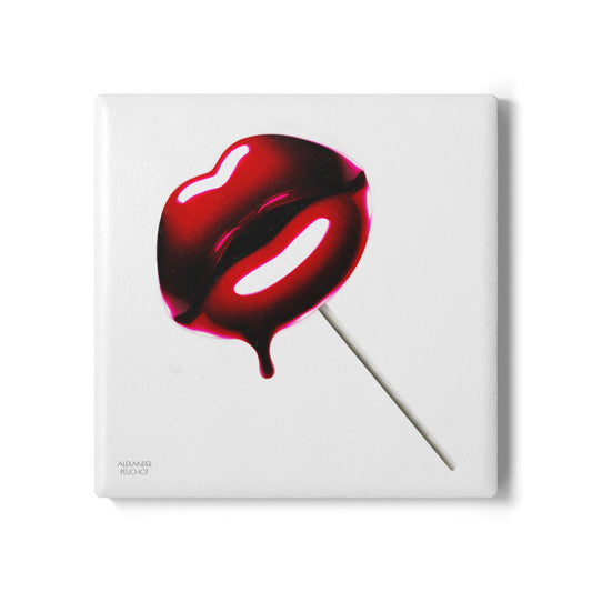 Stylish Kiss Lip Ceramic Coaster By Alexander Peuchot - Unique Drink Accessory for Home Decor